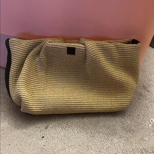 Think Royln Woven Straw Tote Bag in Natural Beige